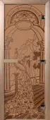 Дверь для сауны DoorWood Жар-птица, 800мм х 2000мм, без порога, бронза матовая, коробка ольха