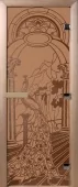 Дверь для сауны DoorWood Жар-птица, 700мм х 1800мм, без порога, бронза матовая, коробка ольха