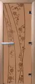 Дверь для сауны DoorWood Весна цветы, 600мм х 1800мм, без порога, бронза матовая, коробка ольха