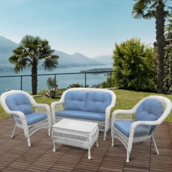 Комплект садовой мебели из искусственного ротанга LV-520 White/Blue