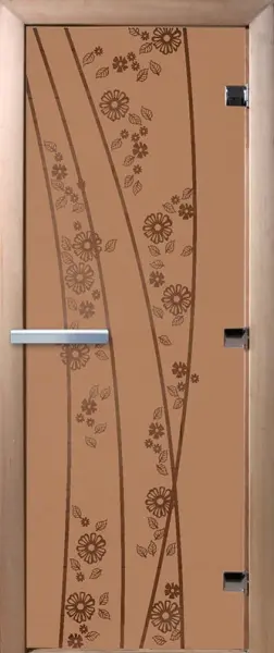 Дверь для сауны DoorWood Весна цветы, 600мм х 1900мм, без порога, бронза матовая, коробка ольха
