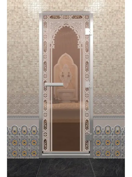 Дверь для турецкой парной DoorWood 700мм х 1900мм, восточная арка, бронза