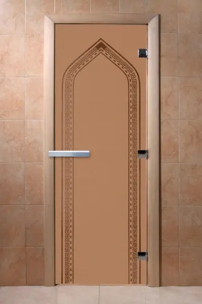 Дверь для сауны DoorWood Арка, 600мм х 1900мм, без порога, бронза матовая, коробка ольха