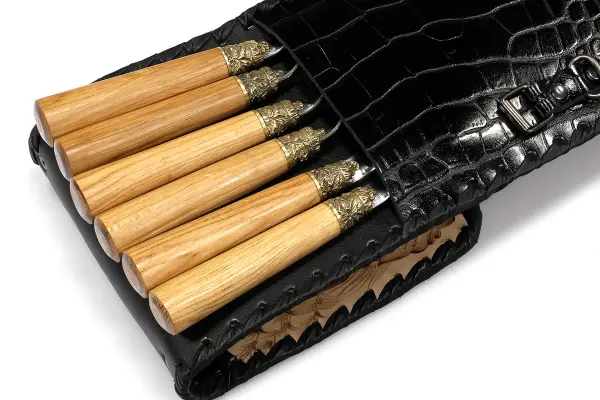 Набор шашлычный с деревянными ручками  "Дачный-3", А03165
