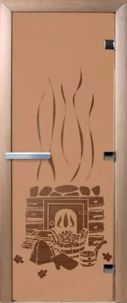 Дверь для сауны DoorWood Банька, 600мм х 1800мм, без порога, бронза матовая, коробка ольха