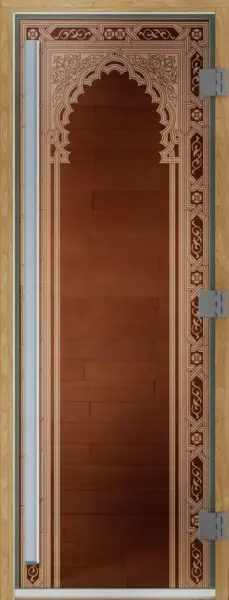 Дверь для сауны DoorWood Престиж Восточная Арка, 700мм х 1900мм, с порогом, бронза, коробка ольха