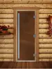Дверь для сауны DoorWood Престиж PRO, 700мм х 1900мм, с порогом, бронза матовая, коробка ольха