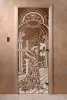 Дверь для сауны DoorWood Жар-птица, 700мм х 1900мм, без порога, бронза, коробка ольха