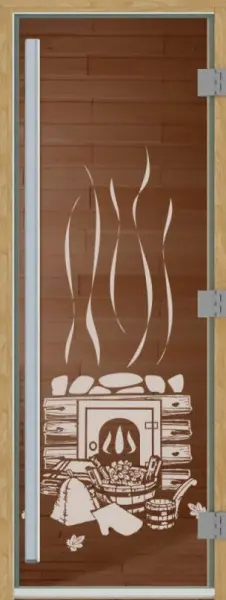 Дверь для сауны DoorWood Престиж Банька, 700мм х 1900мм, с порогом, бронза, коробка ольха