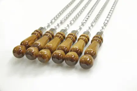 Шампуры "Подарочные" с деревянной ручкой Ш6-хром, 6 шт.