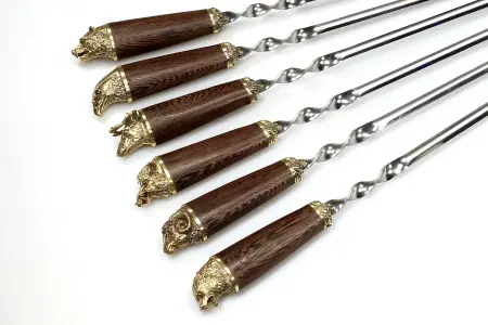 Набор шампуров с деревянными ручками для люля-кебаб "Разные звери", А03205