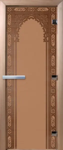 Дверь для сауны DoorWood Восточная Арка, 800мм х 2000мм, без порога, бронза матовая, коробка ольха
