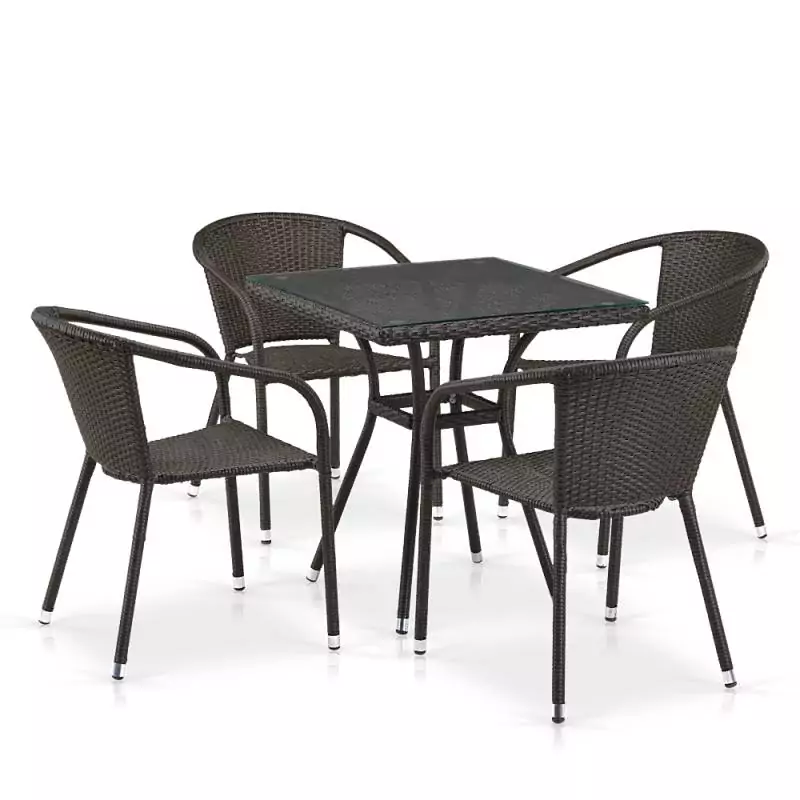 Мебель из искусственного ротанга T282BNT/Y137C-W53 Brown (4 стула и стол)