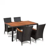 Обеденный комплект мебели из искусственного ротанга AFM-460 150x90 см Brown (4 стула и стол) коричневого цвета
