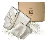 Набор для сауны подарочный Linen Steam Naturel Premium, женский, лён 100%, чалма, парео, коврик