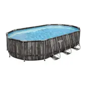Каркасный бассейн Bestway Wood Style 610х366х122см, фильтр-насос, тент и лестница в комплекте, 5611R