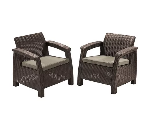 Кресла пластиковые Keter Corfu Duo, 2 шт, brown