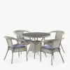 Обеденная группа из искусственного ротанга цвет латте Лион-1C T220CT/Y32-W85 Latte - 4 кресла + столик