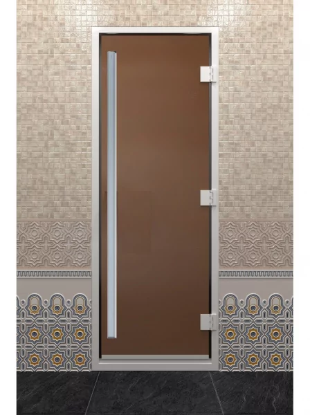 Стеклянная дверь DoorWood Prestige (Престиж) для хамам 700 мм х 1900 мм, бронза матовая,коробка алюминий