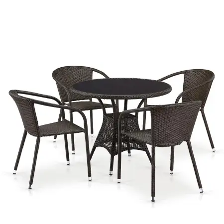 Комплект садовой мебели из искусственного ротанга T197ANS-W53/Y137C-W53 Brown 4Pcs