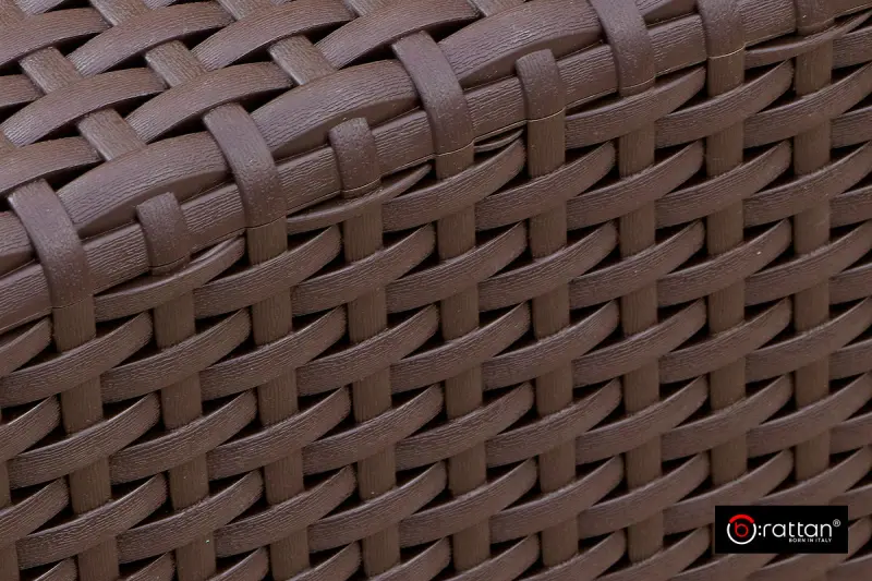 Темно коричневая пластиковая мебель под ротанг B:Rattan Premium на 4 персон - столик, диван и 2 кресла с оранжевым подушками