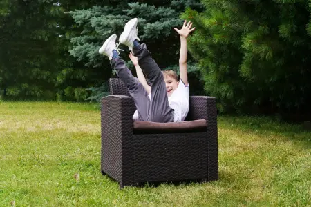 Комплект пластиковой мебели под ротанг для активного отдыха дома B:Rattan Arizona 4 Set, коричневый - 2х местный диван, столик и 2 кресла