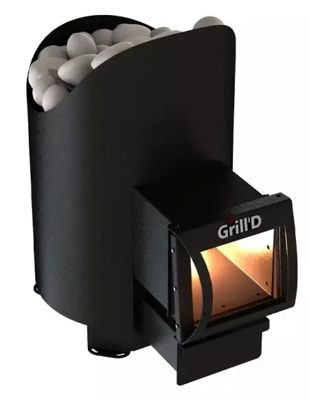 Банная печь Grill'D Aurora Mini Long, материал - нержавеющая сталь, дверка стекло