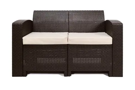 Комплект пластиковой мебели под ротанг B:Rattan Premium Set, темно коричневый цвет - диван, 2 кресла и столик