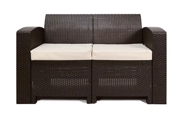Комплект пластиковой мебели под ротанг B:Rattan Premium Set, темно коричневый цвет - диван, 2 кресла и столик
