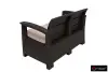 Коричневый комплект пластиковой мебели для терасы B:Rattan Comfort 4 на 4 персоны - столик, кресла и диван