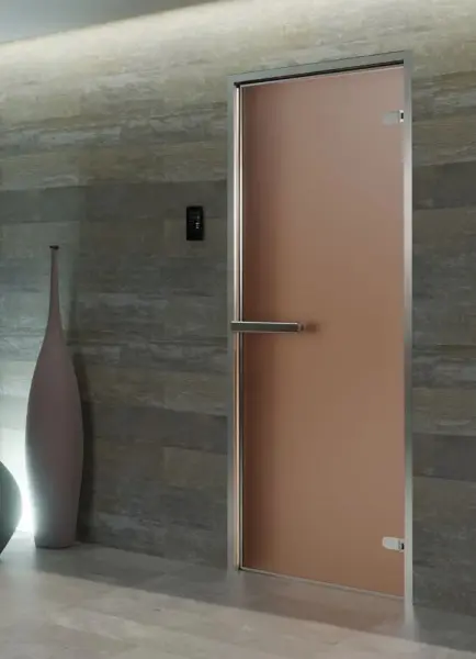 Дверь для турецкой парной DoorWood Hamam Light 700мм х 1900мм, без порога, стекло бронза матовая