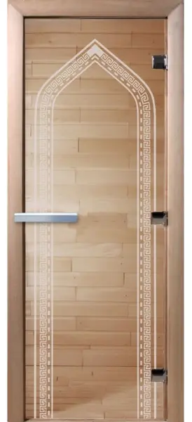 Дверь для бани DoorWood Арка, 700 х 1900 мм, без порога, прозрачная, коробка ольха