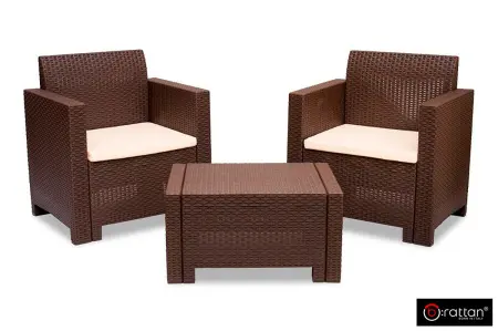 Комплект пластиковой мебели на 2 персоны B:Rattan Nebraska Terrace Set, венге - 2 кресла и кофейный столик