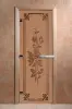 Дверь для сауны DoorWood Розы, 800мм х 1900мм, без порога, бронза матовая, коробка ольха