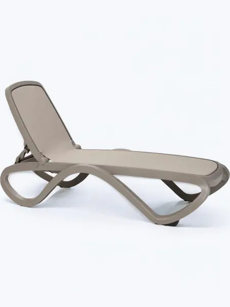 Пляжный пластиковый Шезлонг Nardi Omega, tortora/tortora, бежевый, 194 x 91 x 69 см