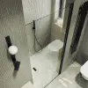 Душевая дверь в нишу на длинной петле, черный профиль, стекло прозрачное.