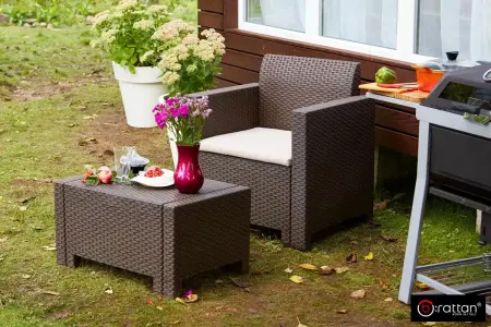 Комплект пластиковой мебели на 2 персоны B:Rattan Nebraska Terrace Set, венге - 2 кресла и кофейный столик