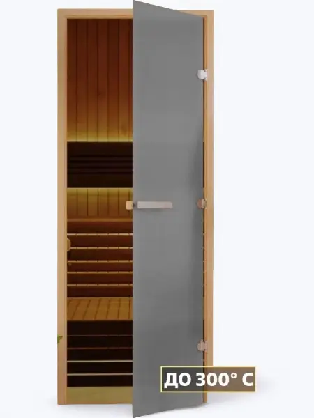 Дверь DoorWood Графит матовый для бани, 700 х 1900 мм, без порога, стекло серое матовое, коробка ольxа