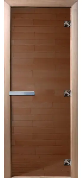Дверь для сауны DoorWood, 600мм х 1800мм, без порога, бронза, коробка ольха