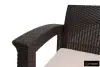 Коричневый комплект пластиковой мебели для терасы B:Rattan Comfort 4 на 4 персоны - столик, кресла и диван