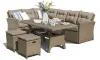 Обеденная группа плетеной мебели AFM-307B Beige из искусственного ротанга - угловой диван, стол, 2 пуфика с подушками.