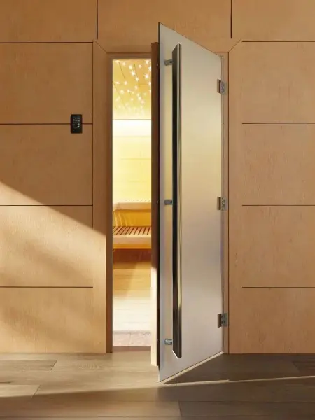 Дверь Престиж сатин DoorWood для бани, 700 х 1900 мм, с порогом, коробка ольха