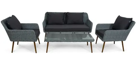 Комплект садовой мебели из искусственного ротанга серого цвета Mokka Rimini S2, grey