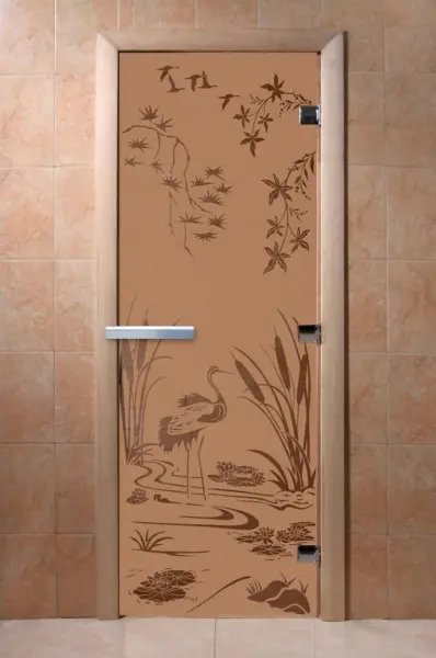 Дверь для сауны DoorWood Камышовый рай, 700мм х 1800мм, без порога, бронза матовая, коробка ольха