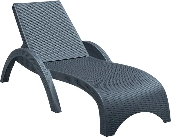 Пластиковое кресло шезлонг Siesta GS 1009, anthracite черное 187 x 73 x 44 см