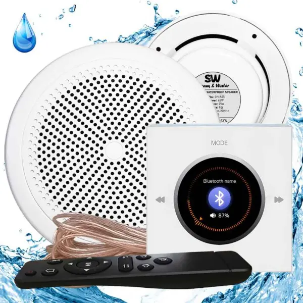 Акустическая система для сауны и хамама S&W Noise Round 2, White/White, IP-68
