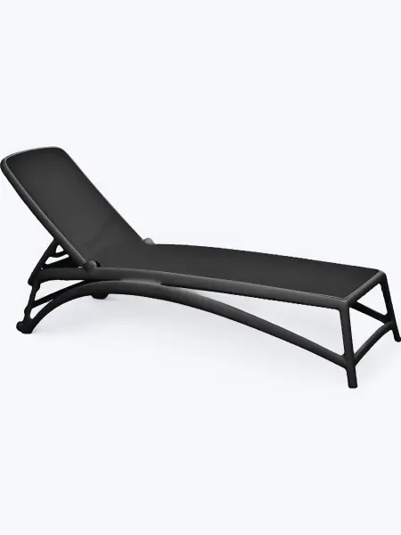 Пластиковый пляжный шезлонг Nardi Atlantico antracite, черный 204 x 70 x 35 см