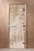 Дверь стеклянная для сауны DoorWood с рисунком Рассвет, 700 х 1900 мм, без порога, прозрачная, коробка ольха