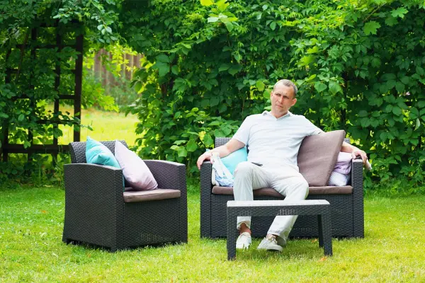 Комплект пластиковой мебели под ротанг B:Rattan Arizona 4 Set, коричневый - 2х или 3х местный диван, столик и 1 кресла