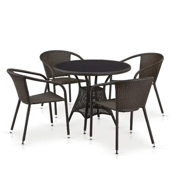 Комплект садовой мебели из искусственного ротанга T197ANS-W53/Y137C-W53 Brown 4Pcs